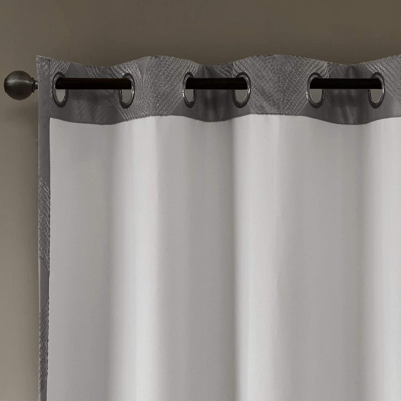 SUNSMART Sun Smart Bentley Total Blackout Curtains Window, Ogee Knitted Jacquard, Grommet Top Living Room Decor, Thermal Insulated Light Blocking Drape for Bedroom and Apartments 50x95, Charcoal - Image 4